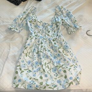 Hill House The Cristabel dress in blue/green peony bouquet NWT